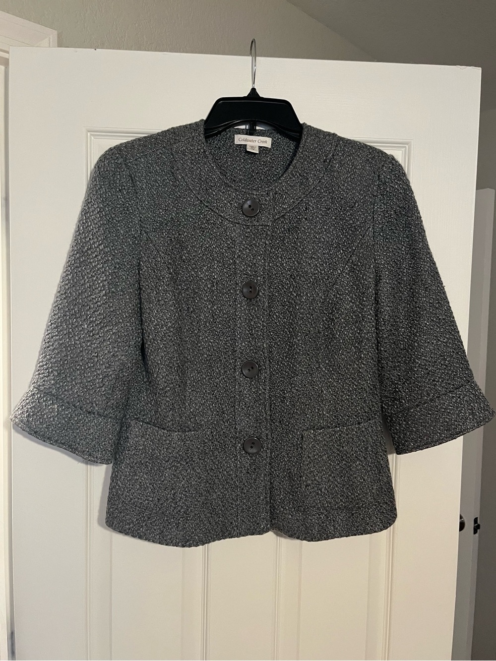 Coldwater Creek Charcoal Gray Textured Button-Front Women's Jacket